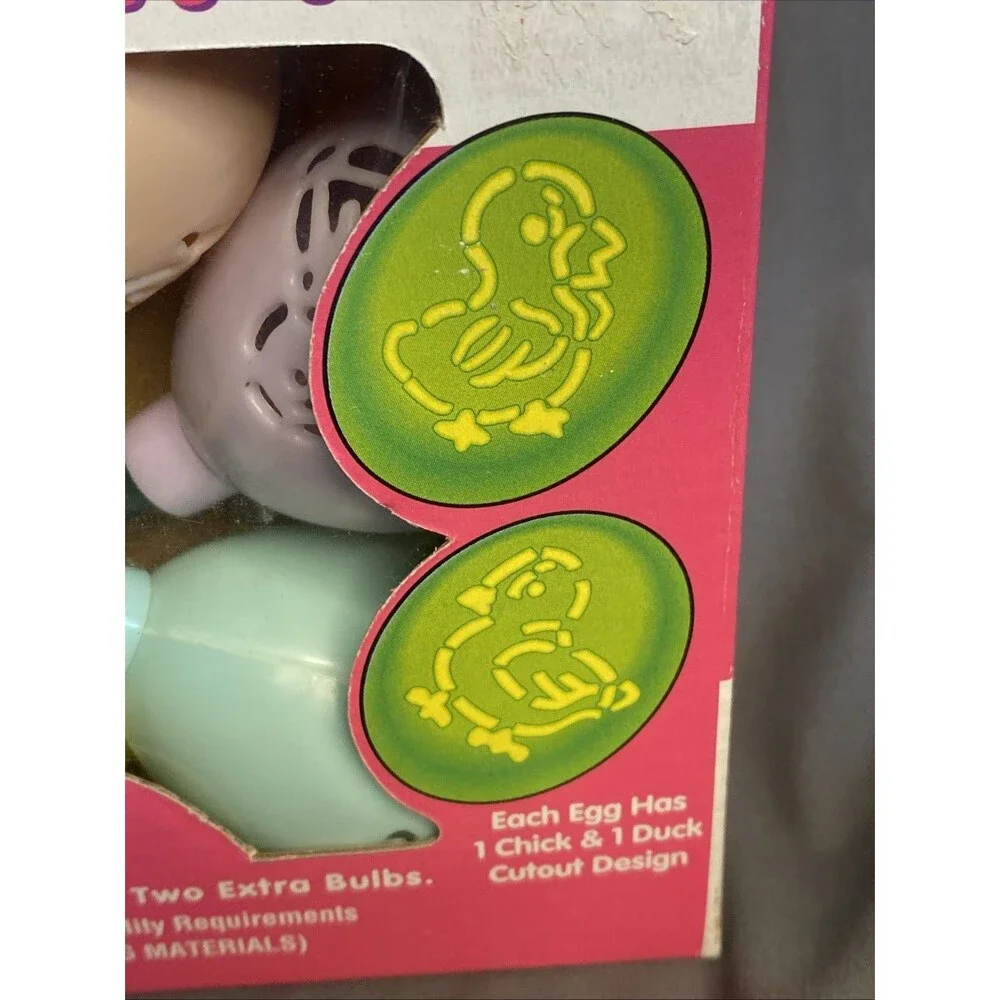 2 Vintage Plastic Happy Easter Egg String Lites 10 Holiday Lights Pastel READ